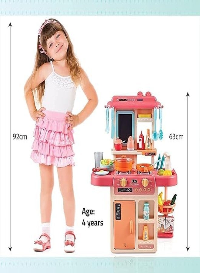 BIG FOLK BIGFOLK® Kids 42-Piece Princess Kitchen Set for Kids Girls Toys | Realistic Lights and Sounds Play Sink with Running Water, Dessert Shelf Toy and Kitchen Accessories Set for 3 Year Old - Image 5